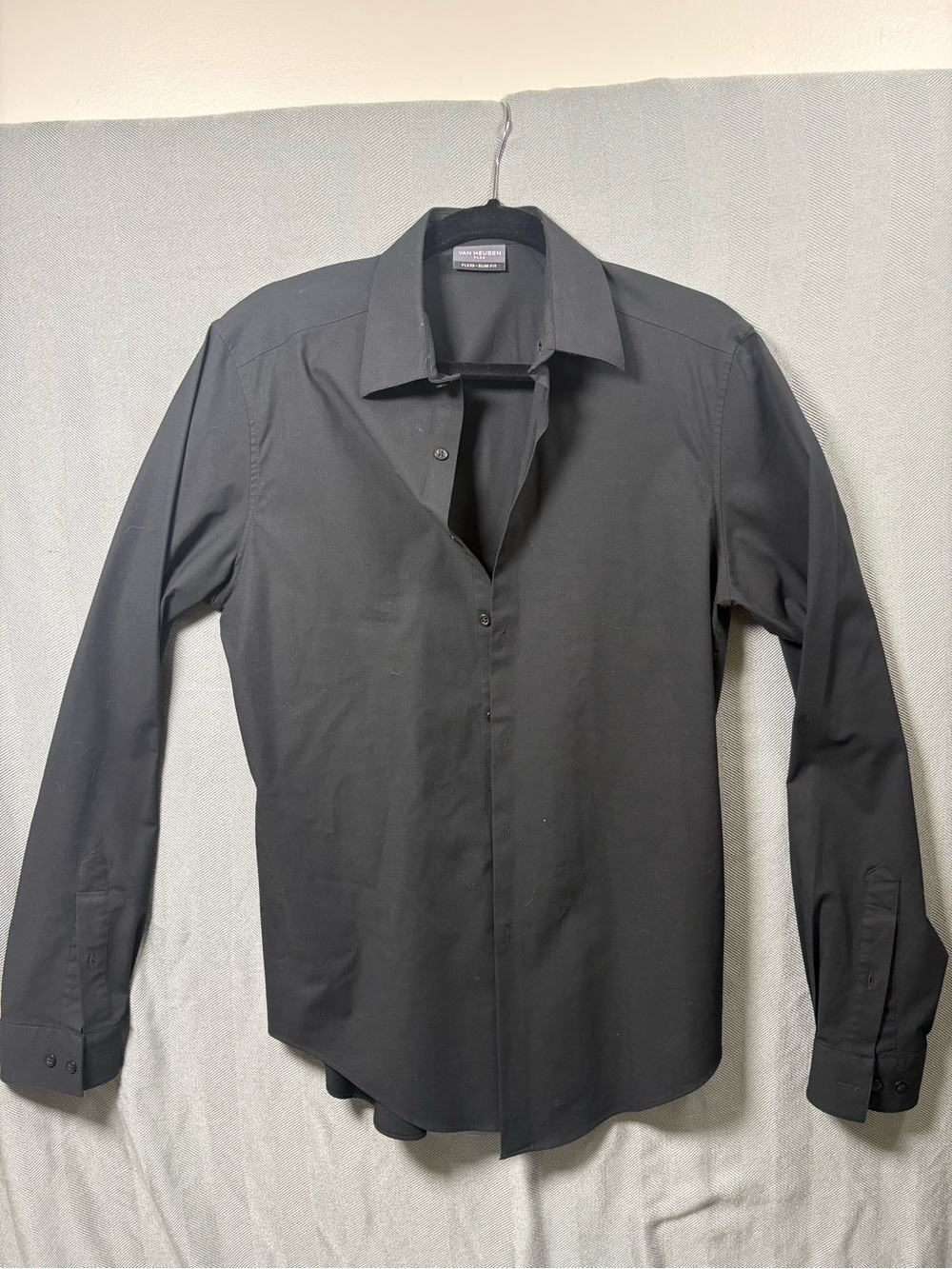 Van Heusen Black Long-Sleeve Dress Shirt - Tailored Look